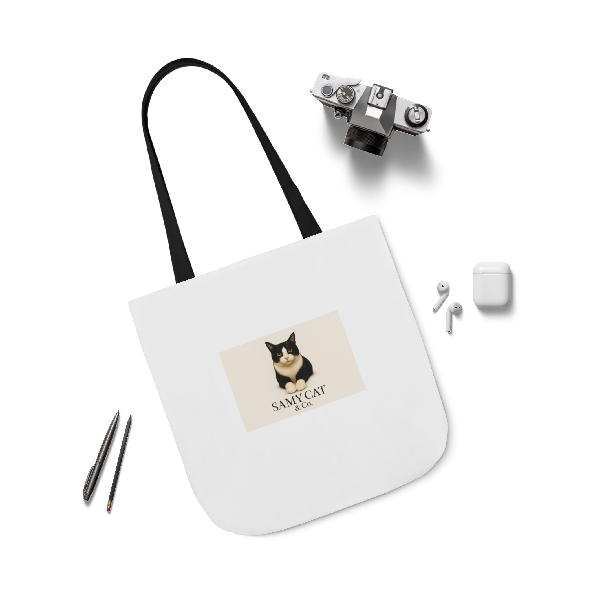 Cat Portrait Canvas Tote — "Samy Cat" Graphic Tote Bag