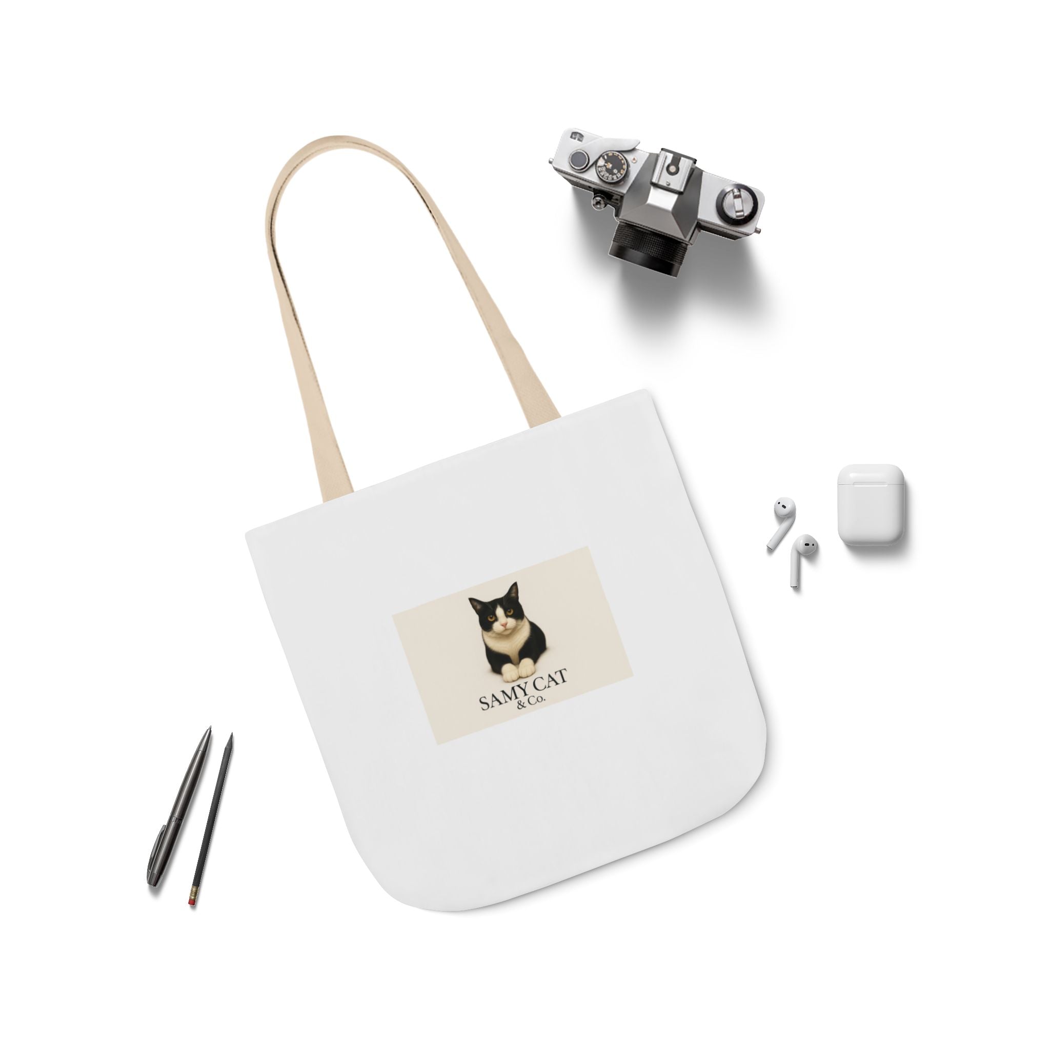 Cat Portrait Canvas Tote — "Samy Cat" Graphic Tote Bag