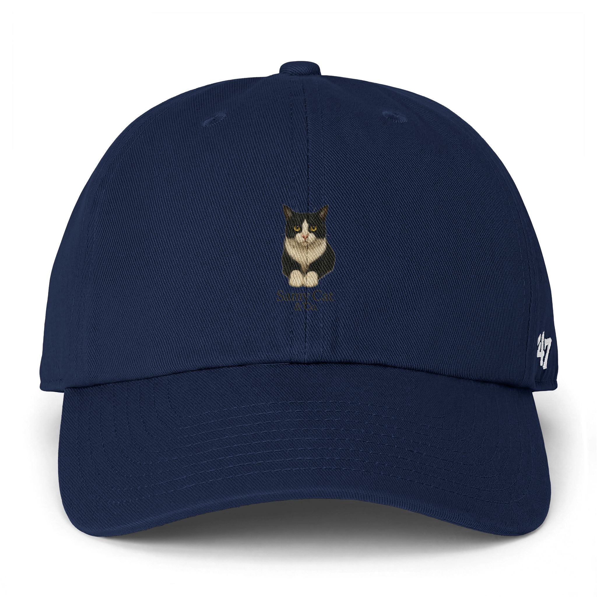 Smoky Tuxedo Cat Cap | Embroidered Baseball Hat, Minimal Cat Portrait