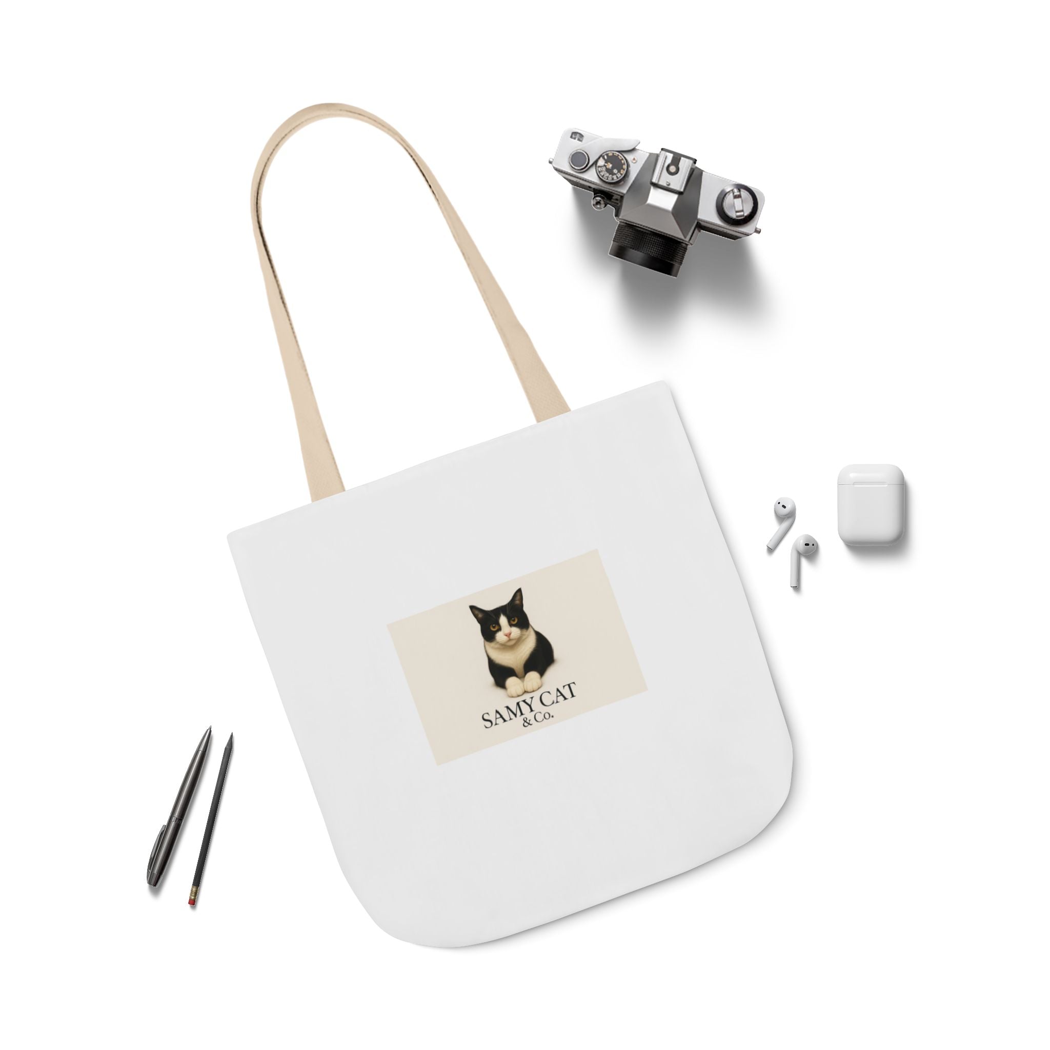 Cat Portrait Canvas Tote — "Samy Cat" Graphic Tote Bag