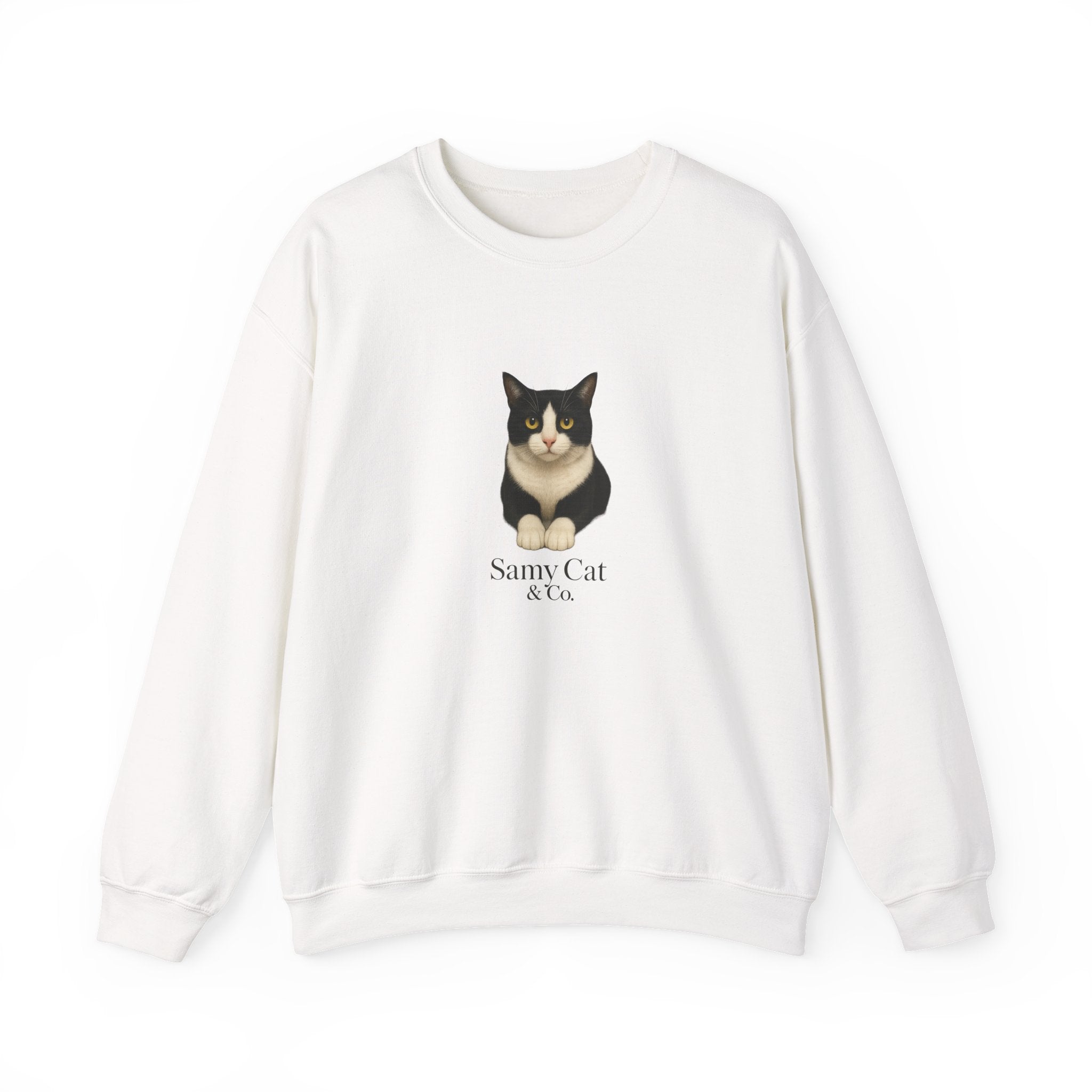Tuxedo Cat Illustration Sweatshirt | “Sammy Cat” Text
