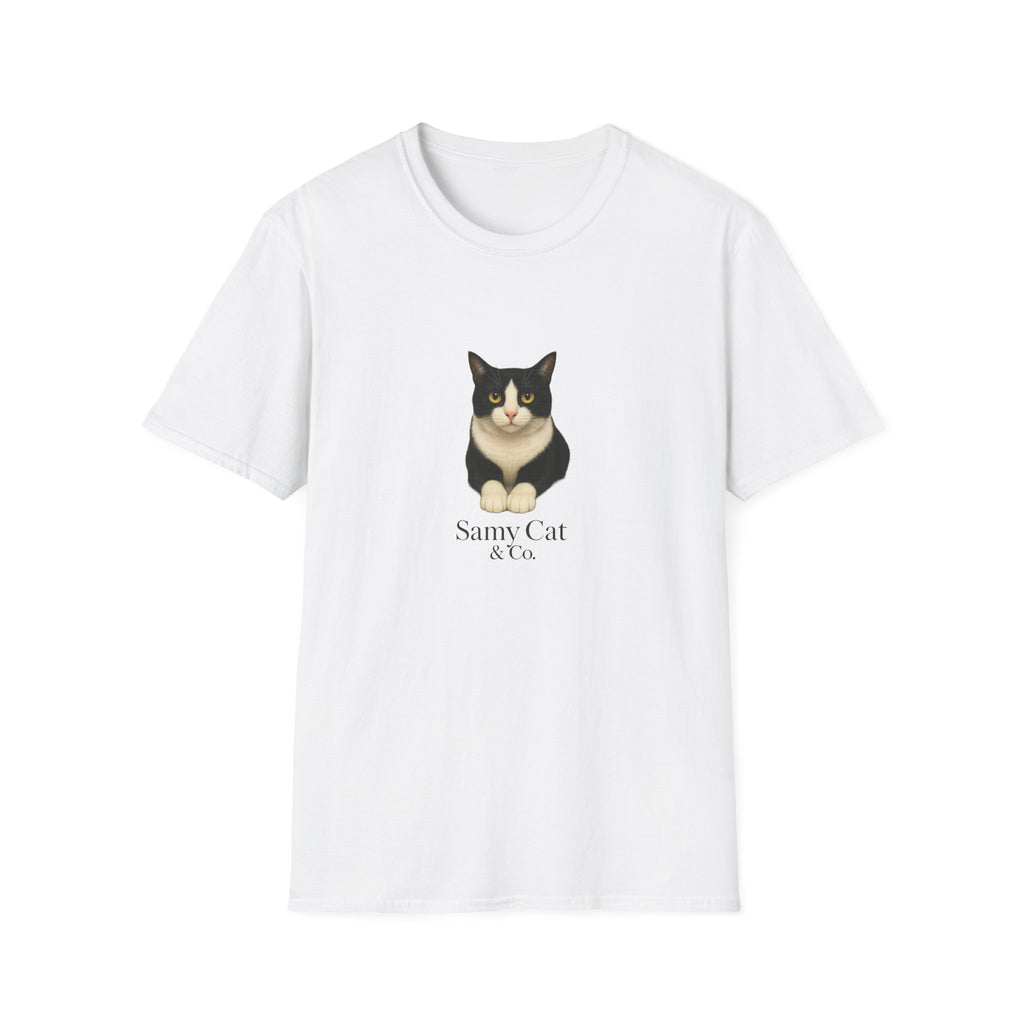 Tuxedo Cat Graphic Tee — Cute “Sammy Cat” Portrait T-Shirt