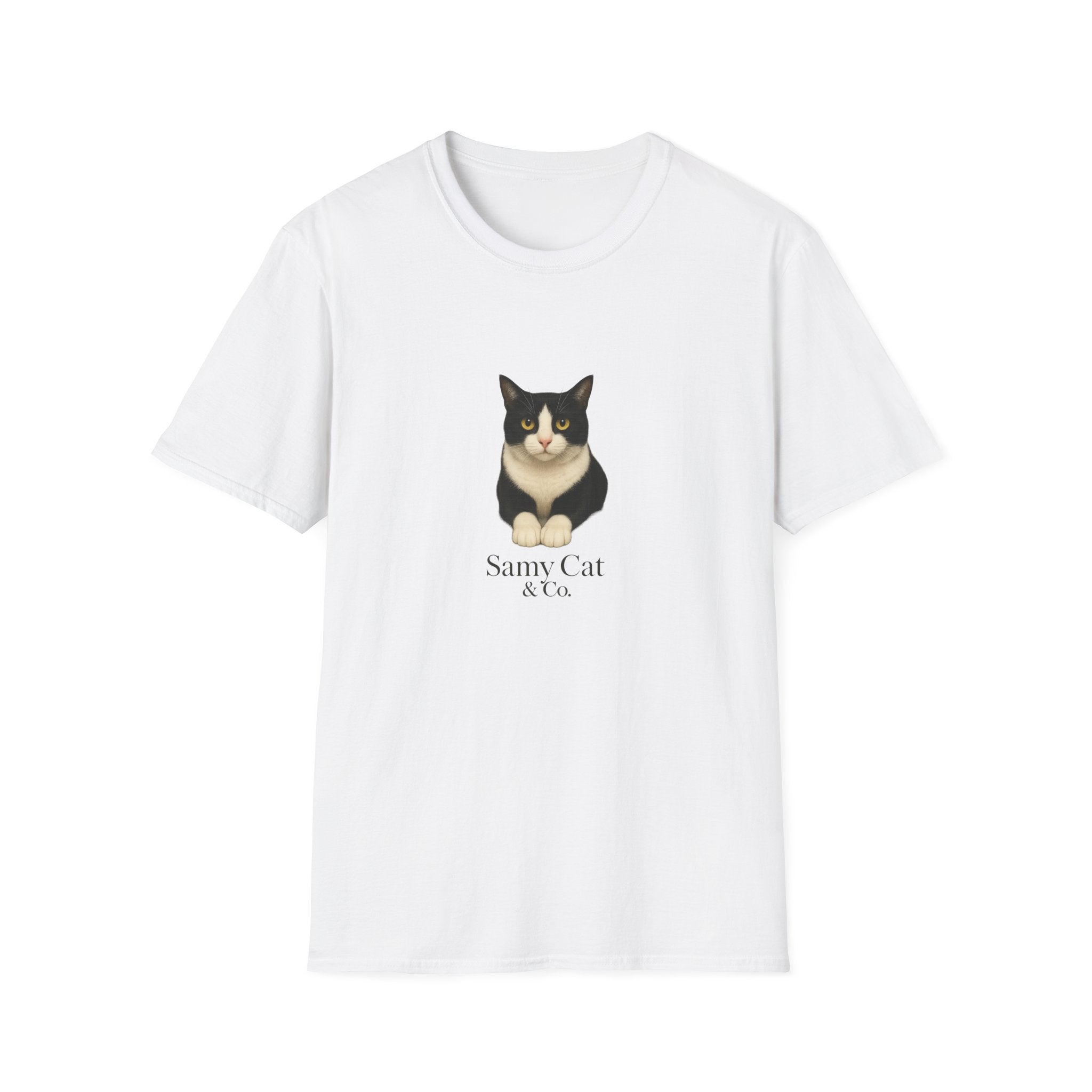 Tuxedo Cat Graphic Tee — Cute “Sammy Cat” Portrait T-Shirt