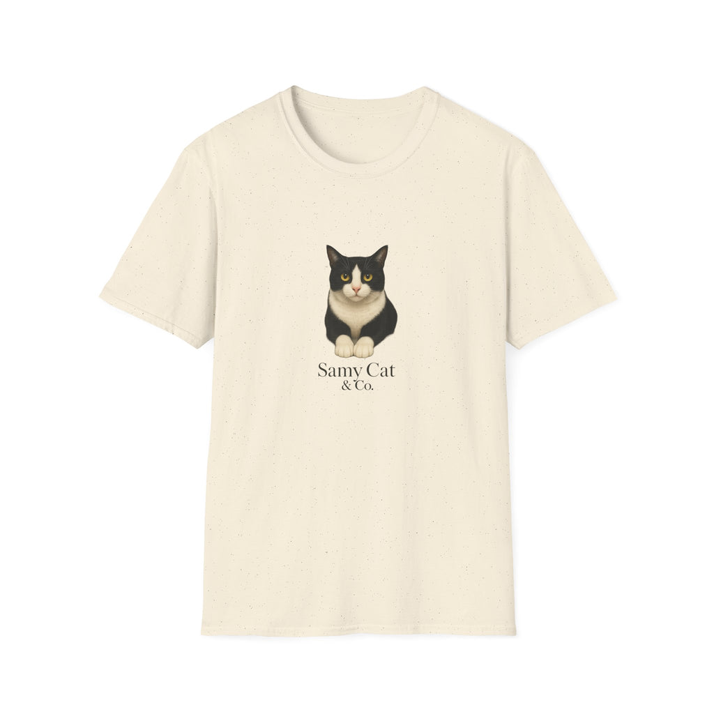 Tuxedo Cat Graphic Tee — Cute “Sammy Cat” Portrait T-Shirt