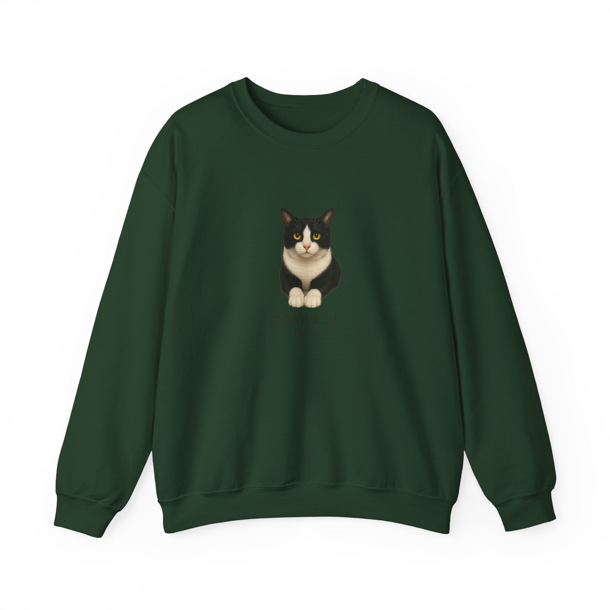 Tuxedo Cat Illustration Sweatshirt | “Sammy Cat” Text