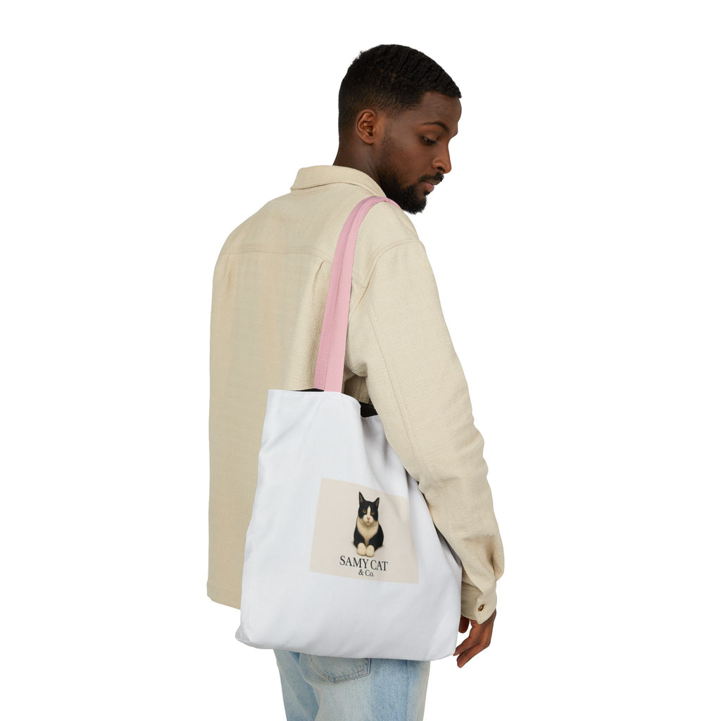 Cat Portrait Canvas Tote — "Samy Cat" Graphic Tote Bag