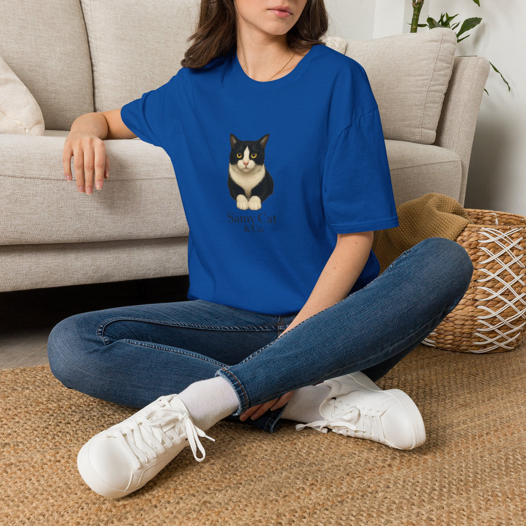Tuxedo Cat Graphic Tee — Cute “Sammy Cat” Portrait T-Shirt
