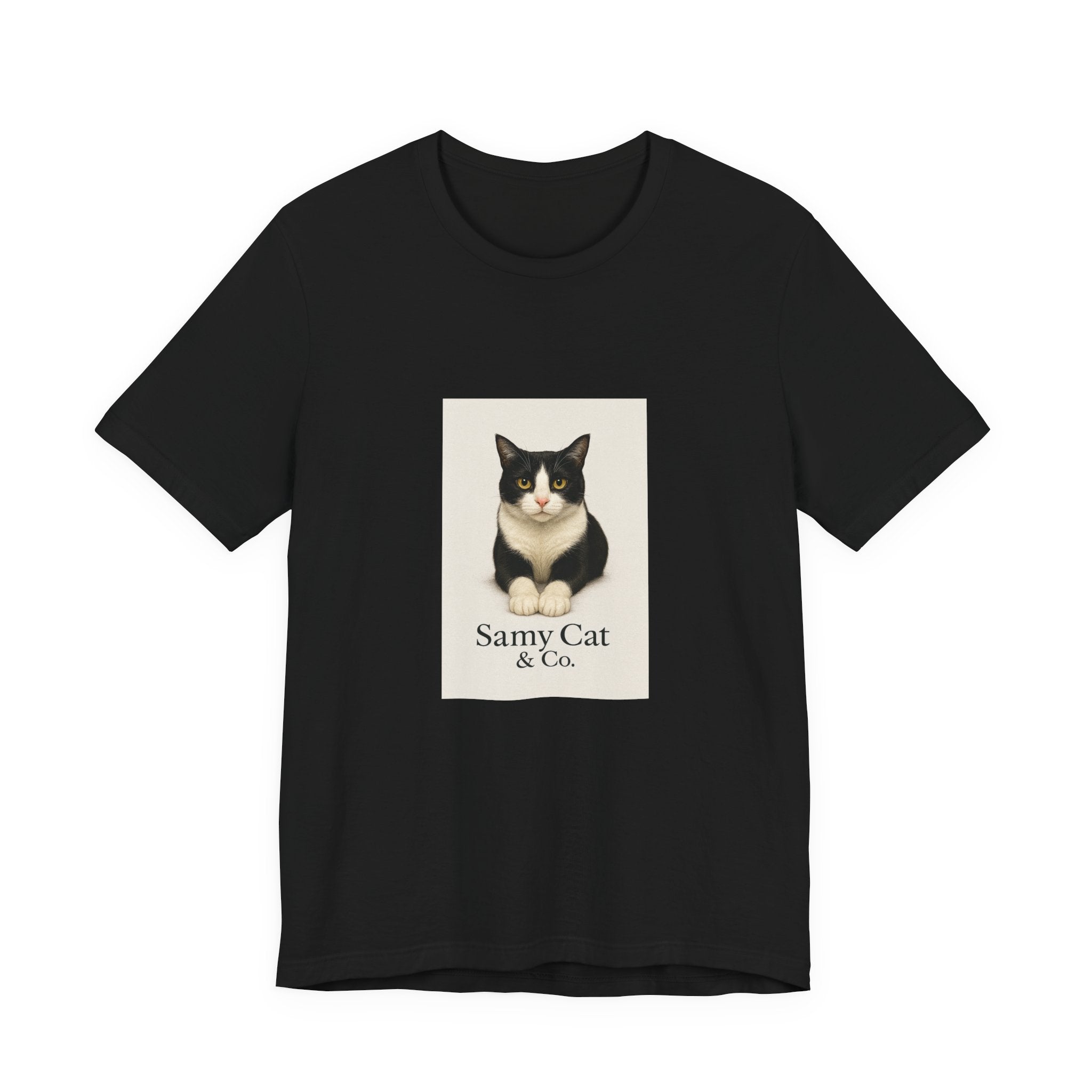 Samy Cat & Co. T-Shirt — Vintage Black & White Cat Graphic Tee