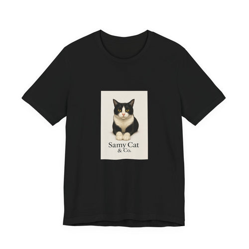 Samy Cat & Co. T-Shirt — Vintage Black & White Cat Graphic Tee