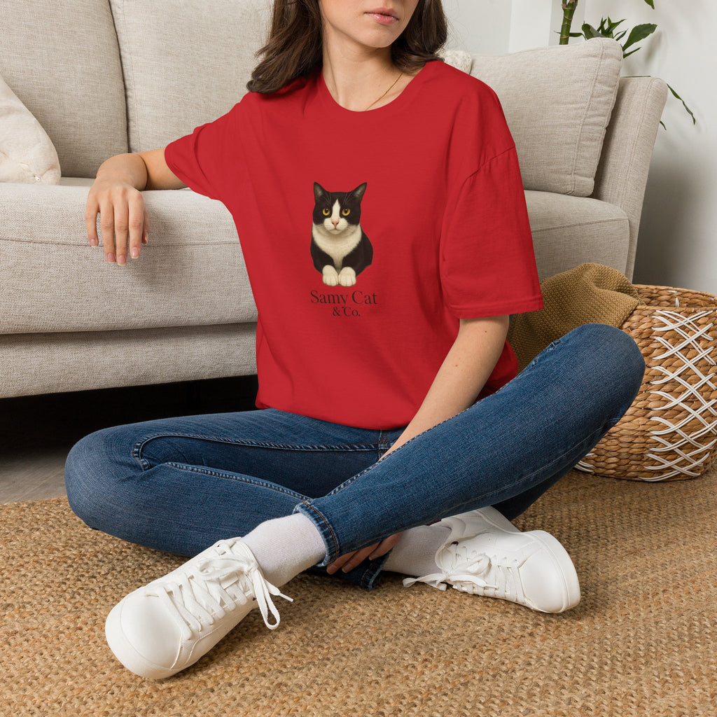 Tuxedo Cat Graphic Tee — Cute “Sammy Cat” Portrait T-Shirt