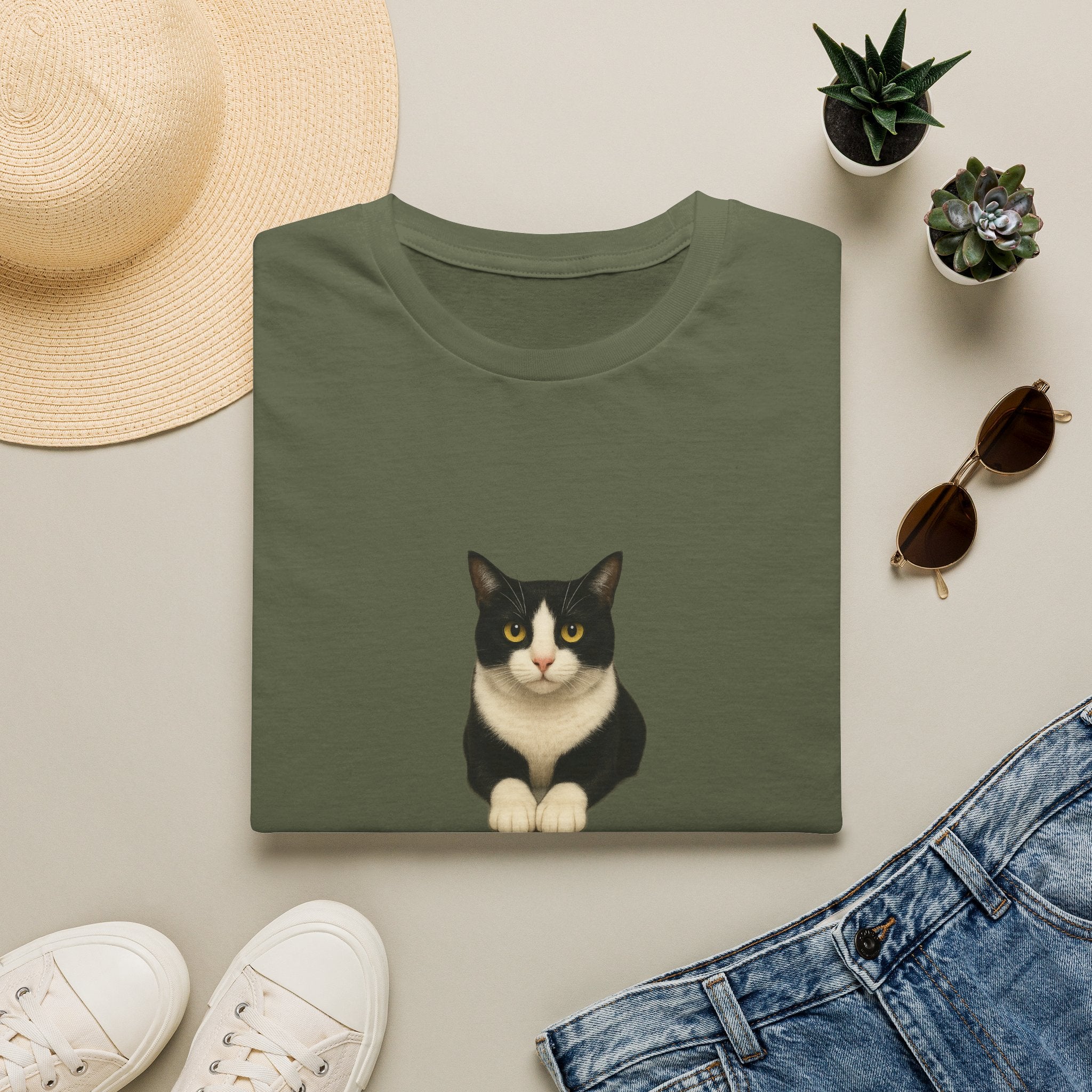 Tuxedo Cat Graphic Tee — Cute “Sammy Cat” Portrait T-Shirt