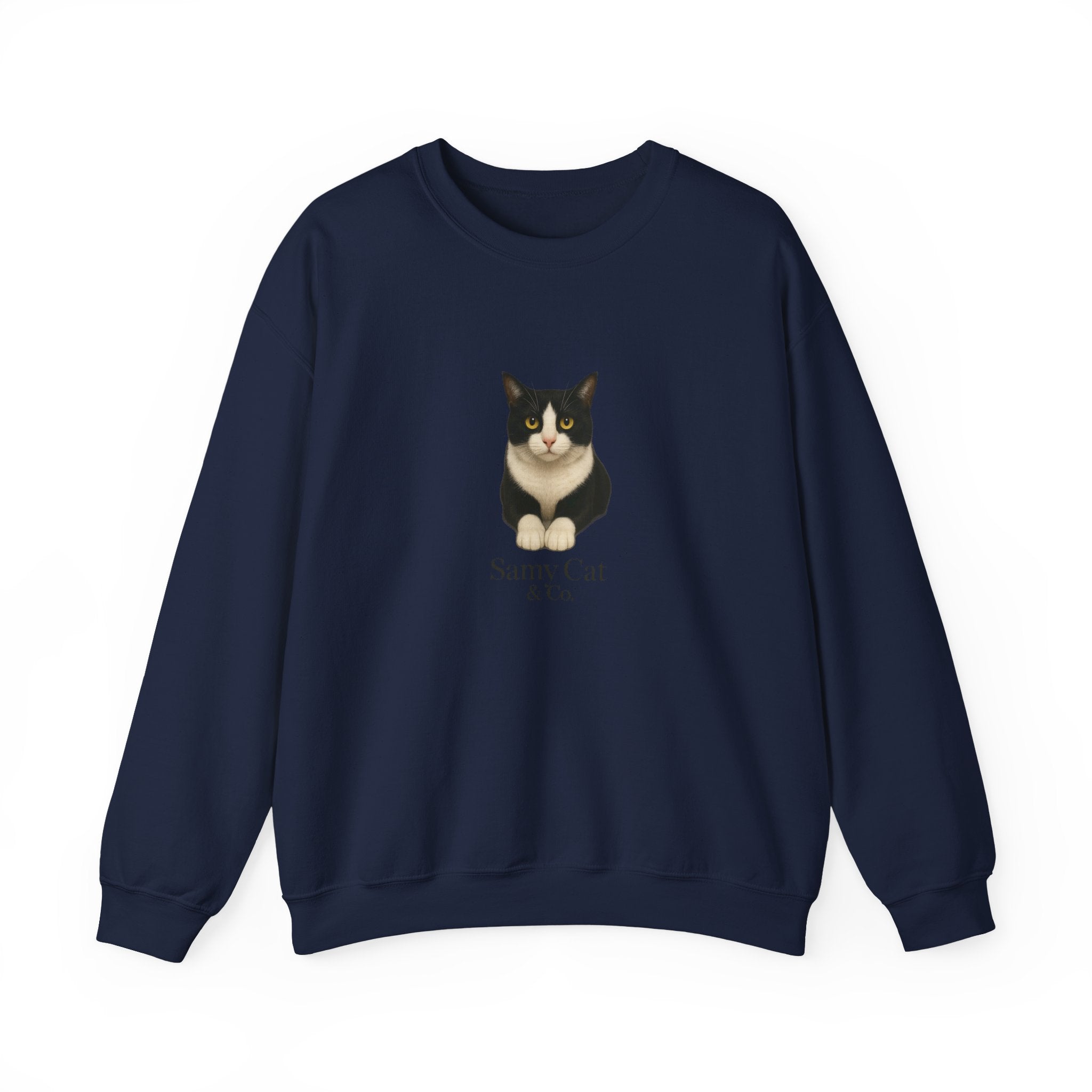 Tuxedo Cat Illustration Sweatshirt | “Sammy Cat” Text