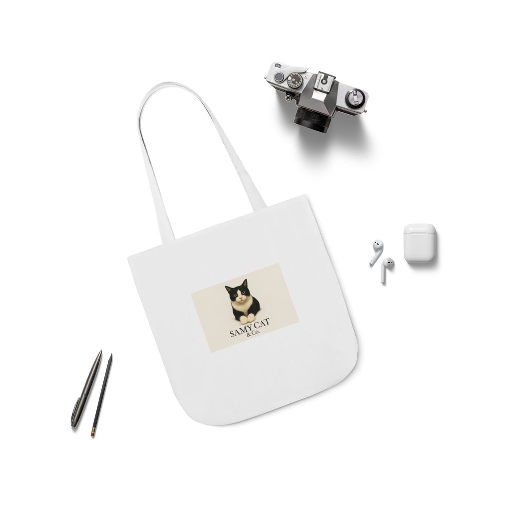 Cat Portrait Canvas Tote — "Samy Cat" Graphic Tote Bag