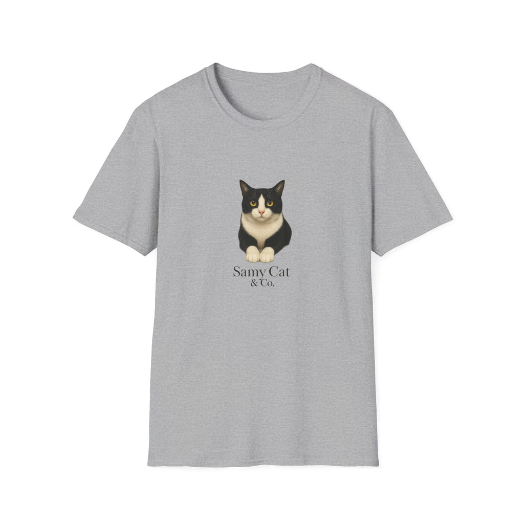 Tuxedo Cat Graphic Tee — Cute “Sammy Cat” Portrait T-Shirt