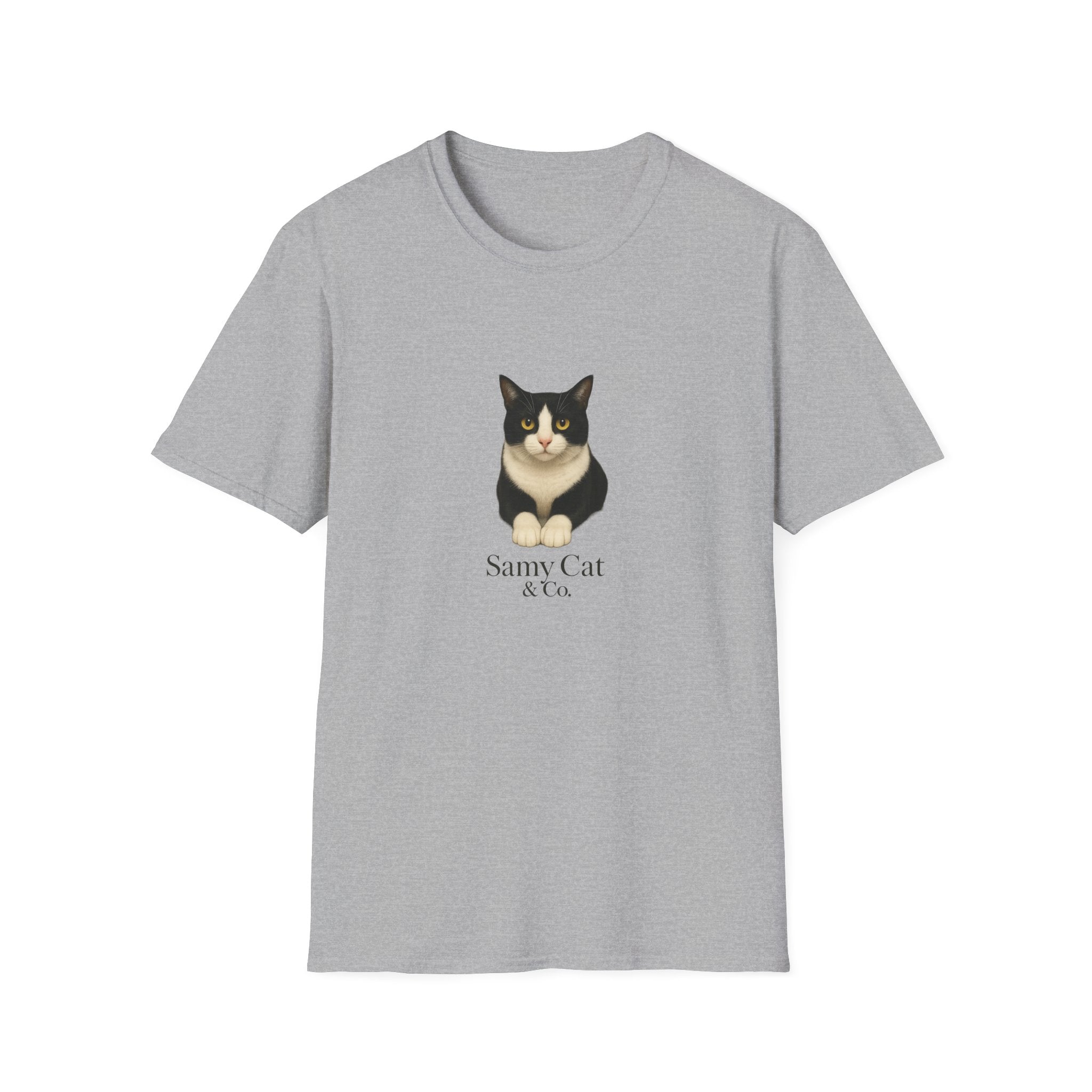 Tuxedo Cat Graphic Tee — Cute “Sammy Cat” Portrait T-Shirt
