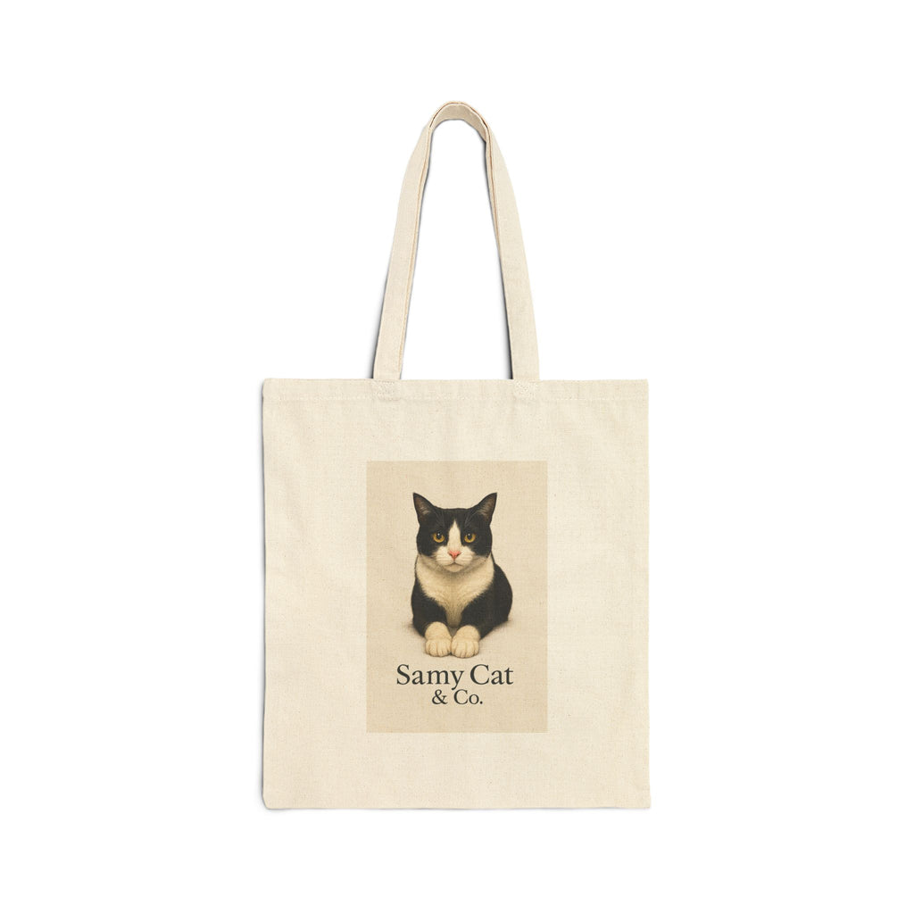 Tuxedo Cat Illustration Tote Bag | Samy Cat & Co. Canvas Tote