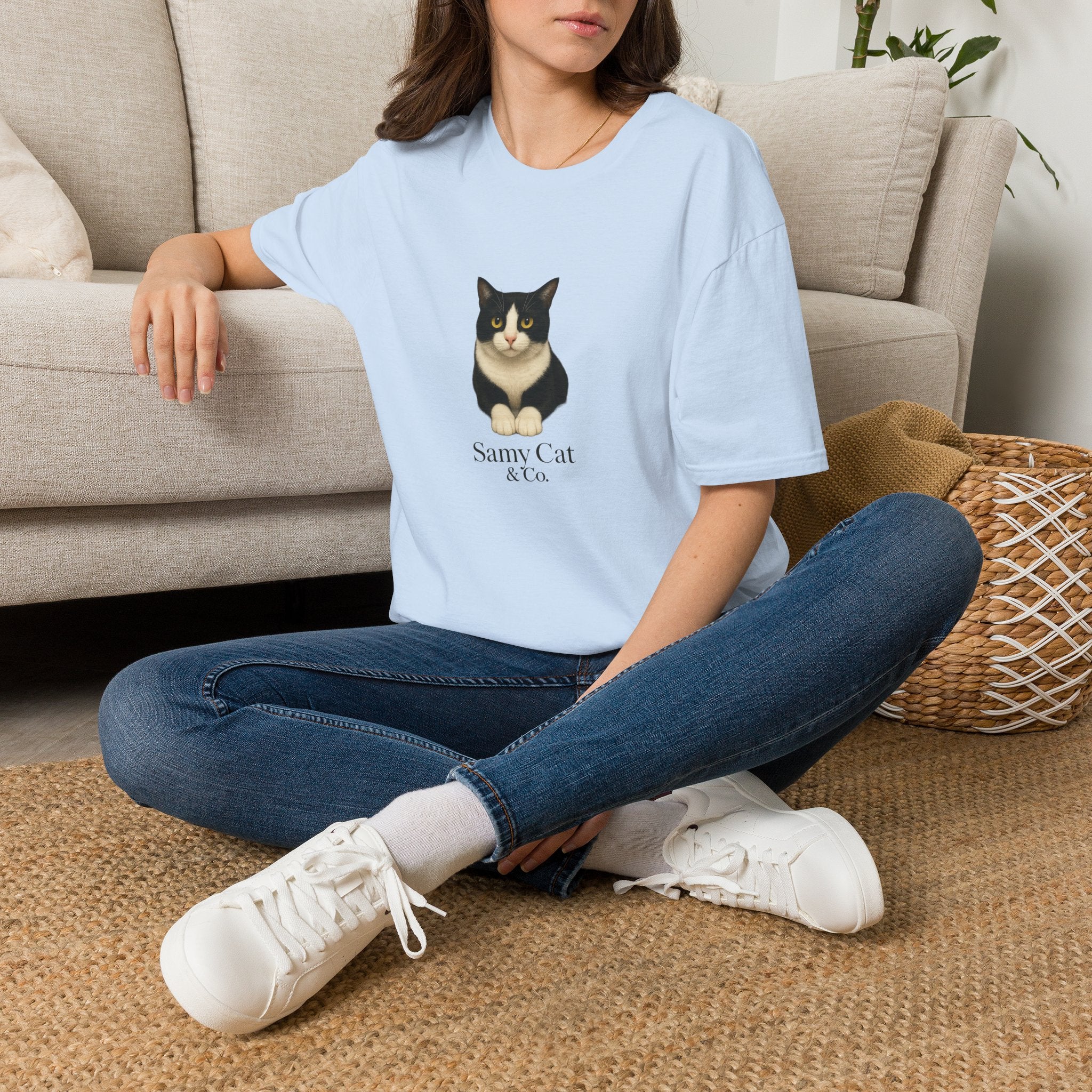 Tuxedo Cat Graphic Tee — Cute “Sammy Cat” Portrait T-Shirt