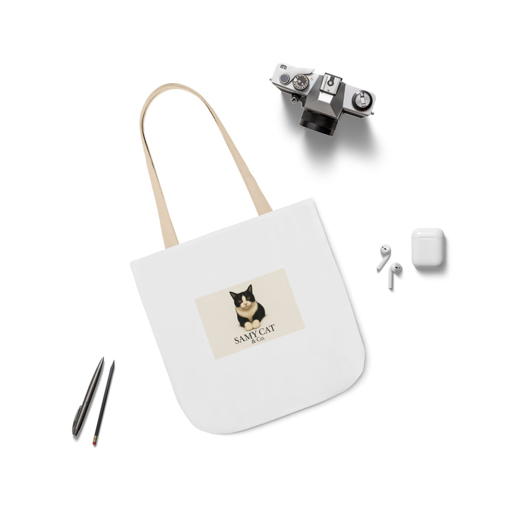 Cat Portrait Canvas Tote — "Samy Cat" Graphic Tote Bag