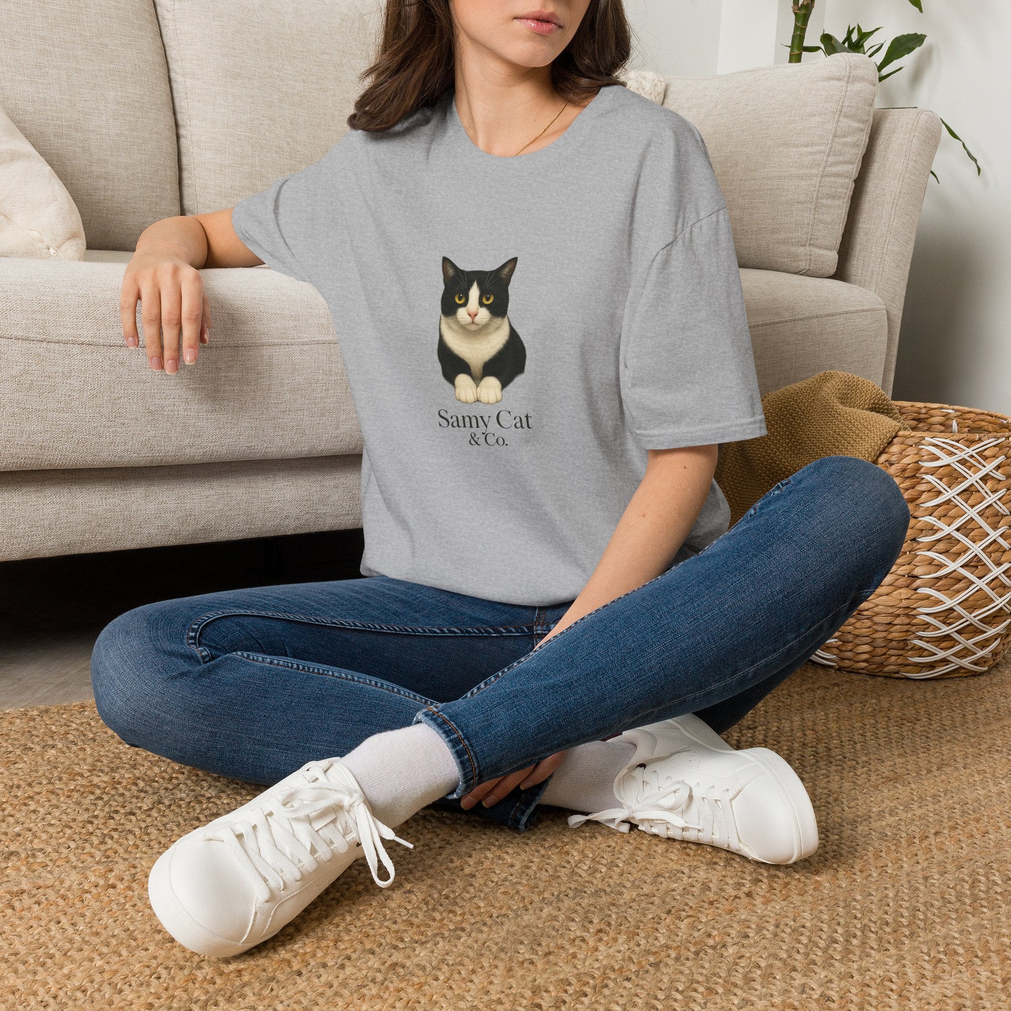 Tuxedo Cat Graphic Tee — Cute “Sammy Cat” Portrait T-Shirt