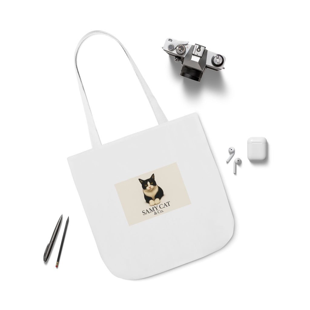 Cat Portrait Canvas Tote — "Samy Cat" Graphic Tote Bag