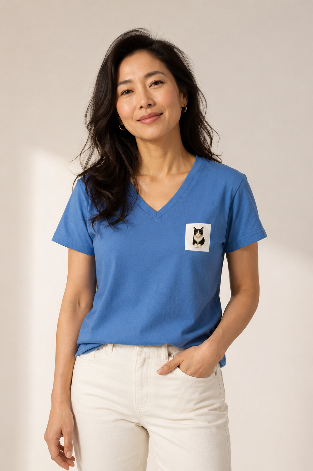 Women’s V-Neck T-Shirt — Samy Cat