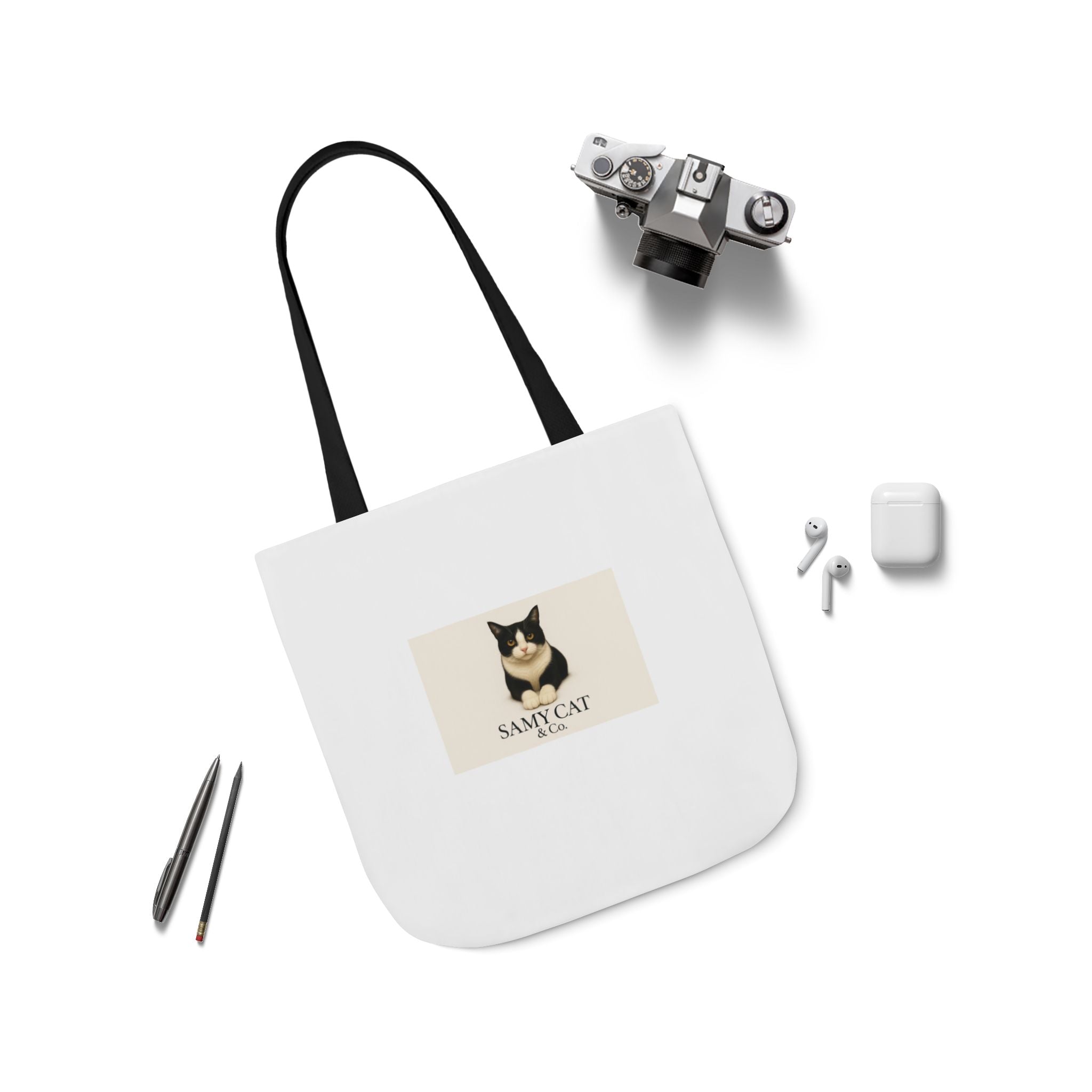 Cat Portrait Canvas Tote — "Samy Cat" Graphic Tote Bag