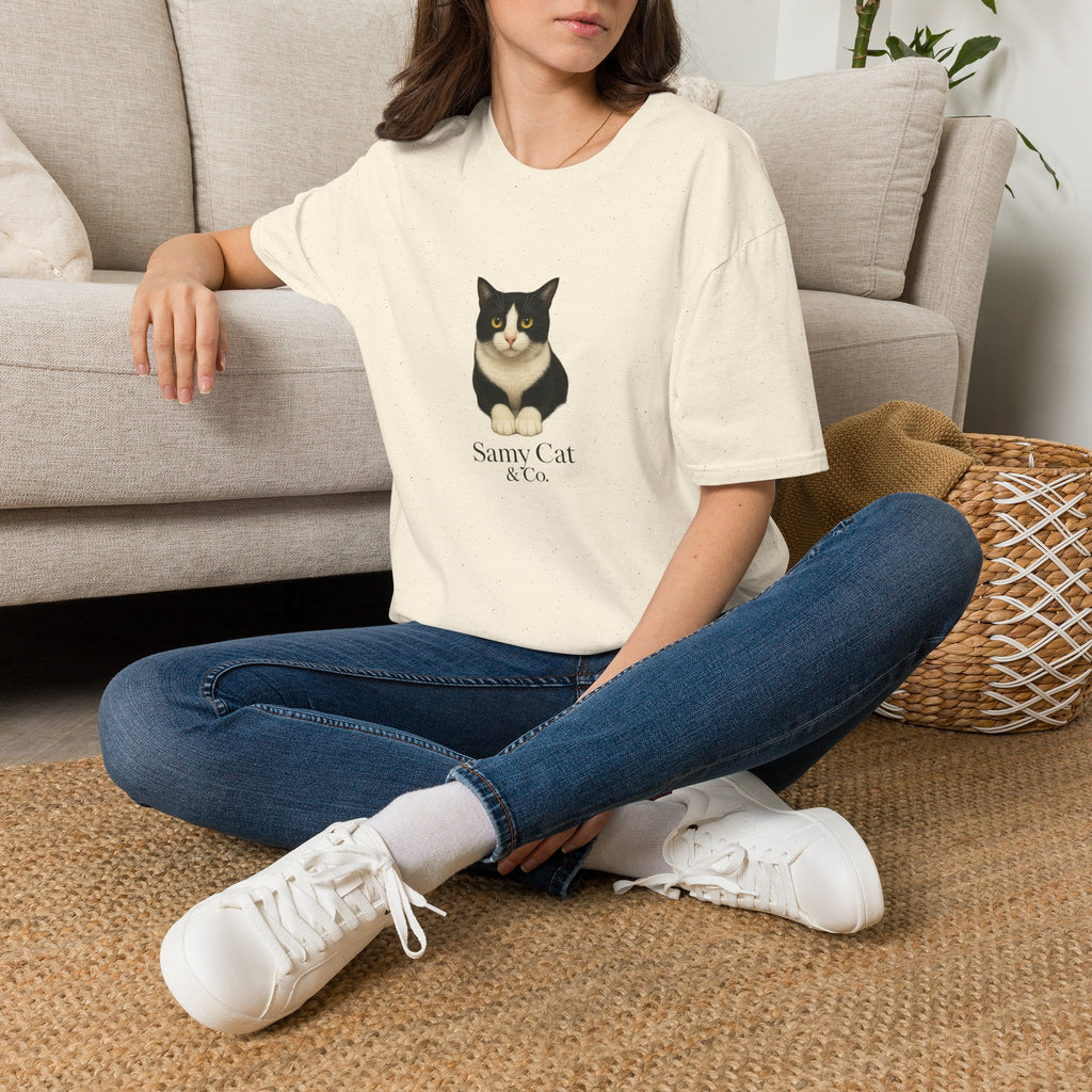 Tuxedo Cat Graphic Tee — Cute “Sammy Cat” Portrait T-Shirt
