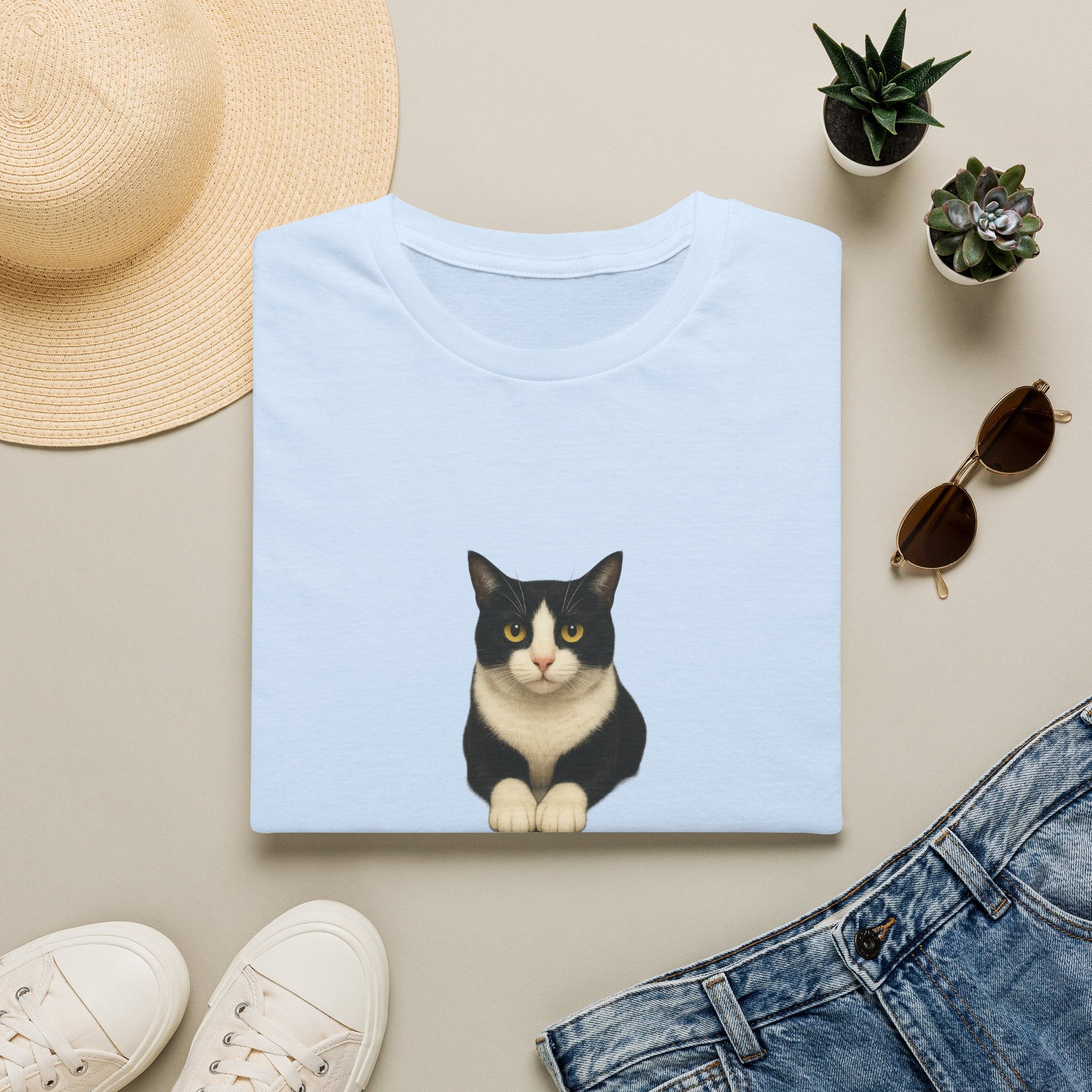 Tuxedo Cat Graphic Tee — Cute “Sammy Cat” Portrait T-Shirt