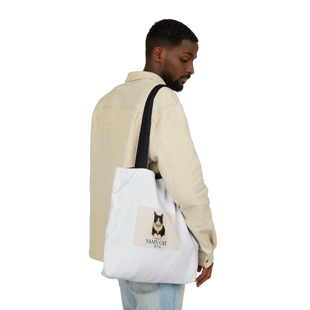 Cat Portrait Canvas Tote — "Samy Cat" Graphic Tote Bag