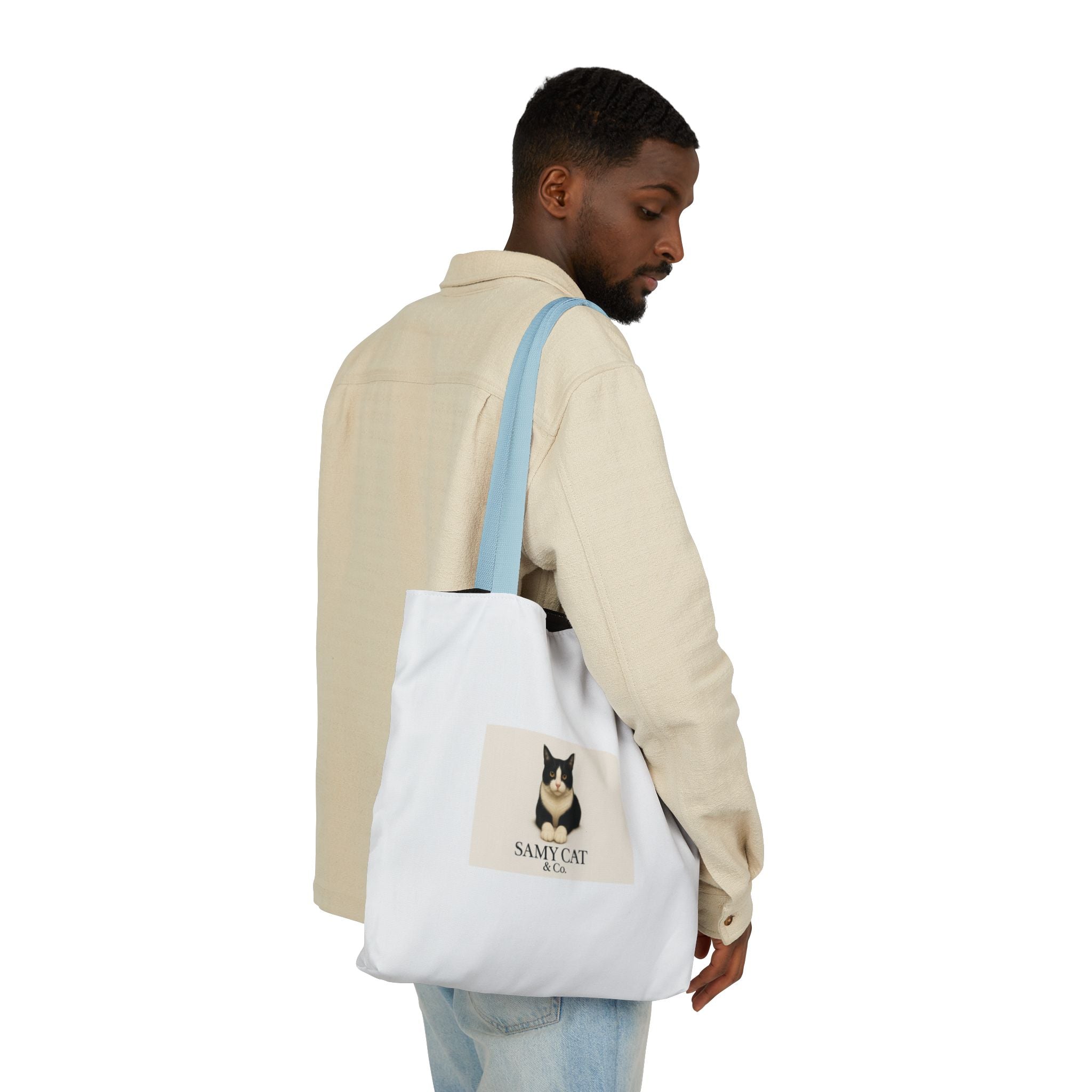 Cat Portrait Canvas Tote — "Samy Cat" Graphic Tote Bag