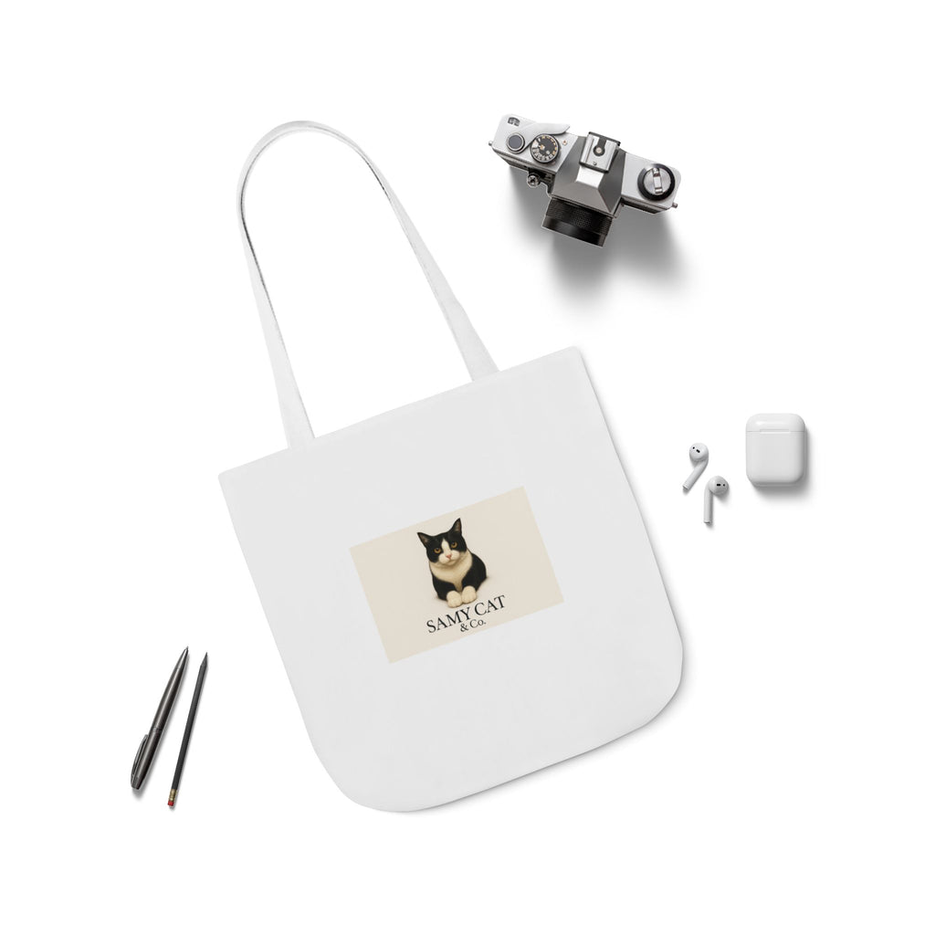 Cat Portrait Canvas Tote — "Samy Cat" Graphic Tote Bag