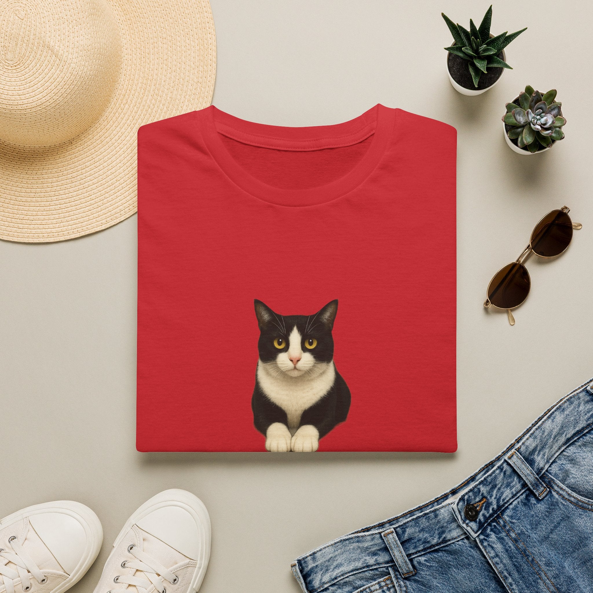 Tuxedo Cat Graphic Tee — Cute “Sammy Cat” Portrait T-Shirt