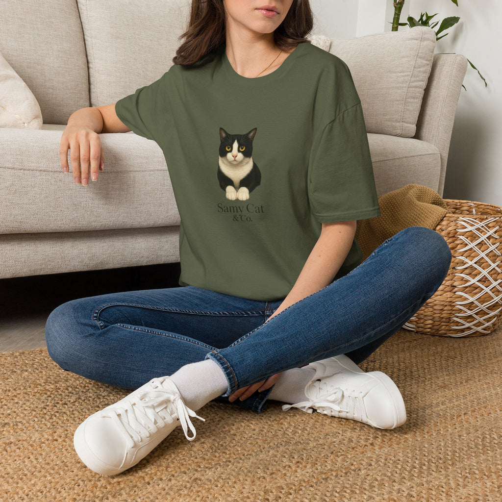 Tuxedo Cat Graphic Tee — Cute “Sammy Cat” Portrait T-Shirt