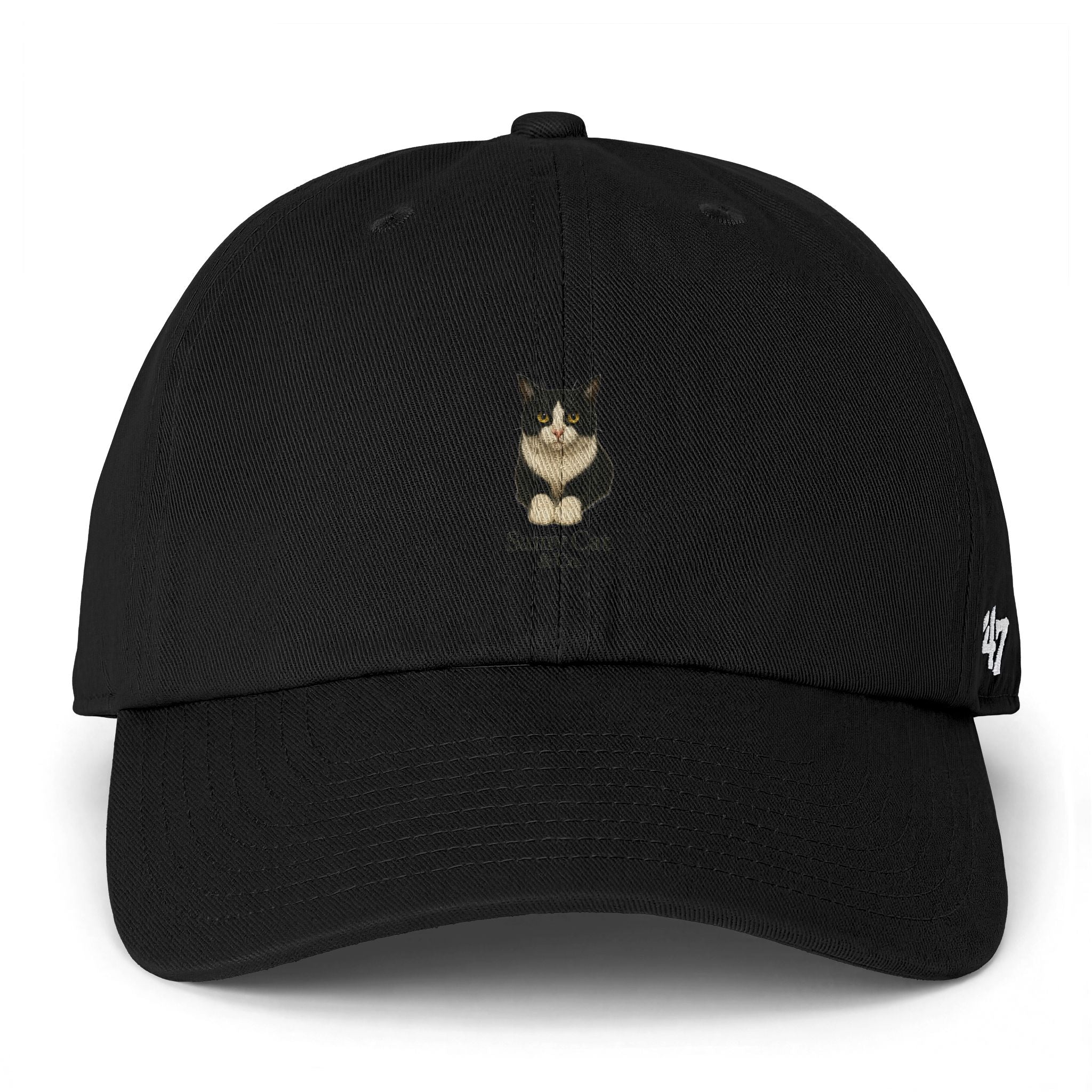 Smoky Tuxedo Cat Cap | Embroidered Baseball Hat, Minimal Cat Portrait