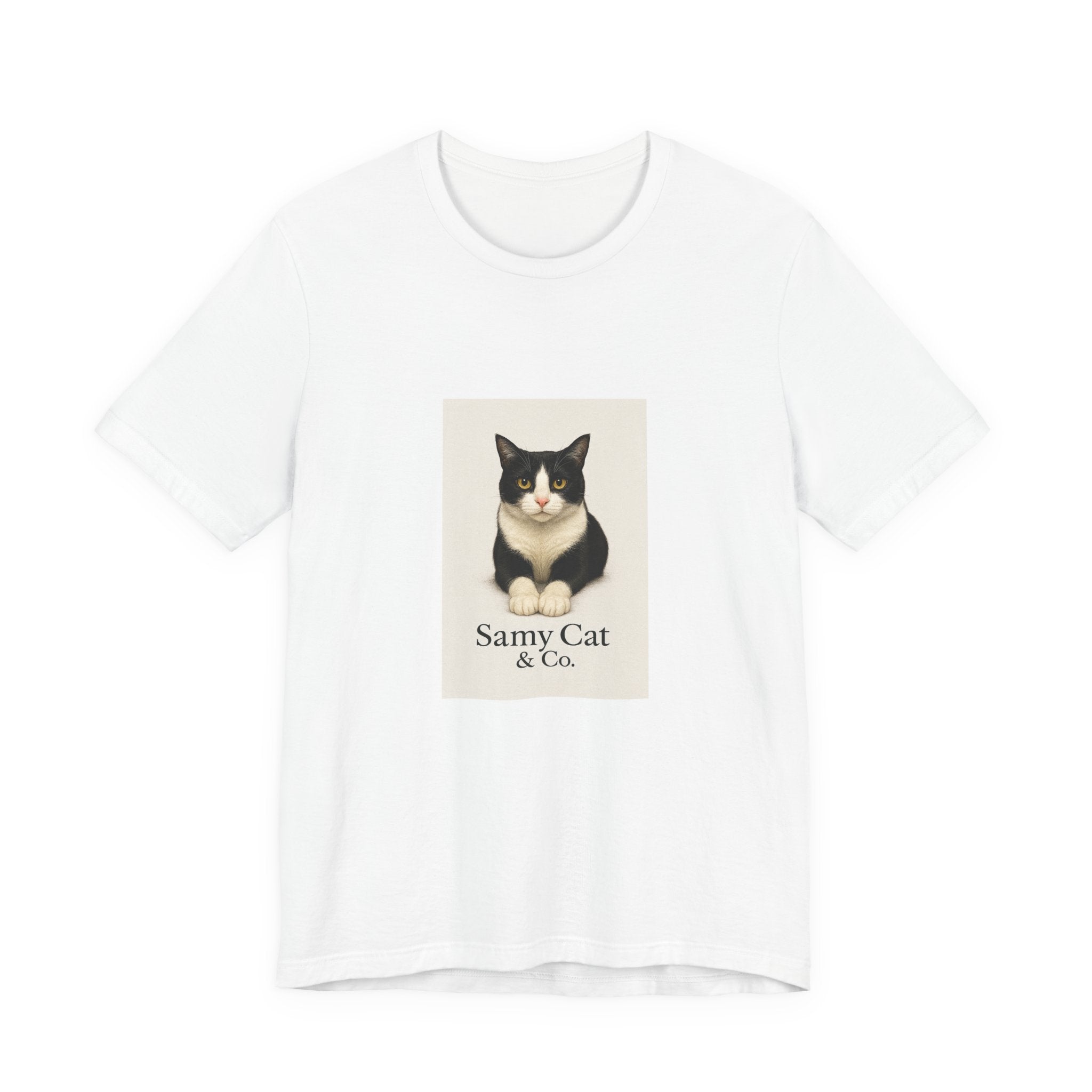 Samy Cat & Co. T-Shirt — Vintage Black & White Cat Graphic Tee