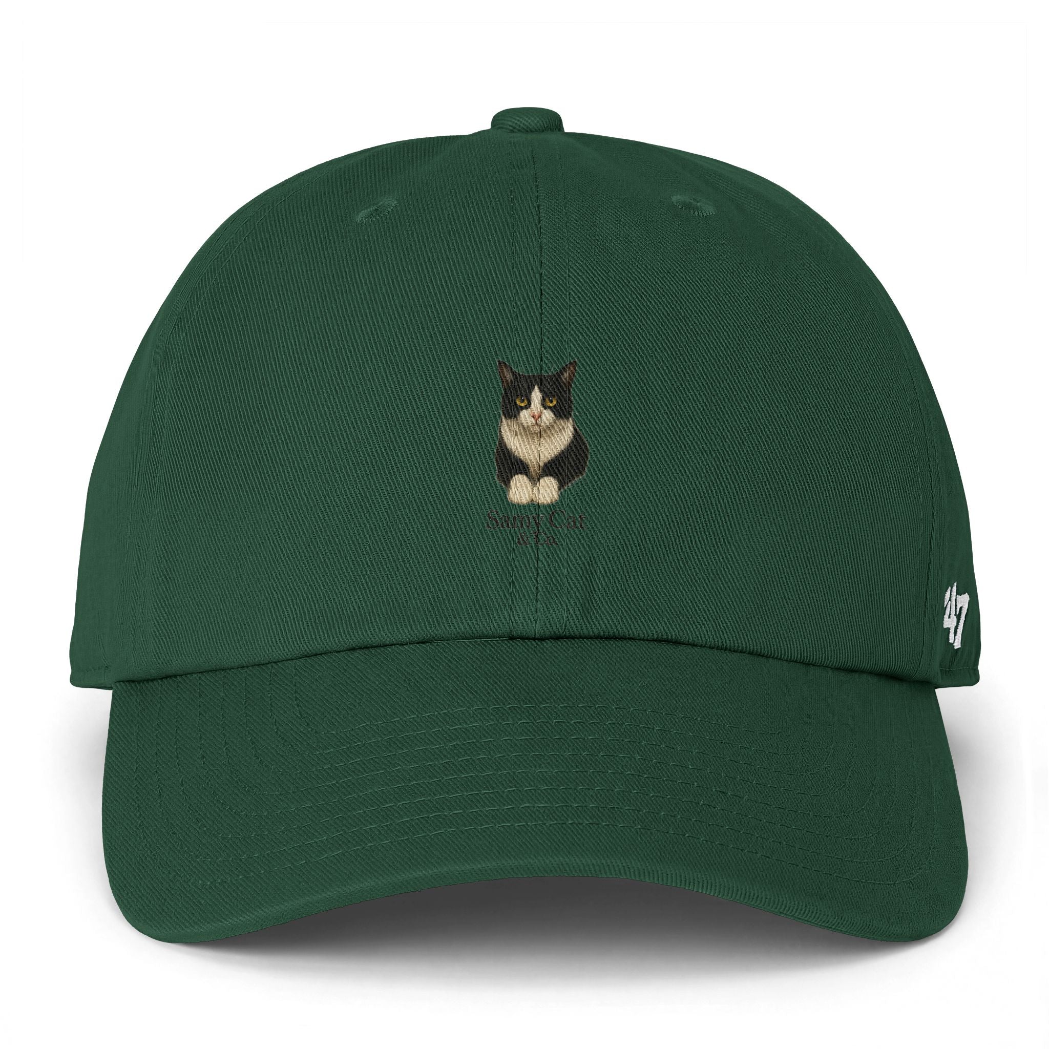 Smoky Tuxedo Cat Cap | Embroidered Baseball Hat, Minimal Cat Portrait