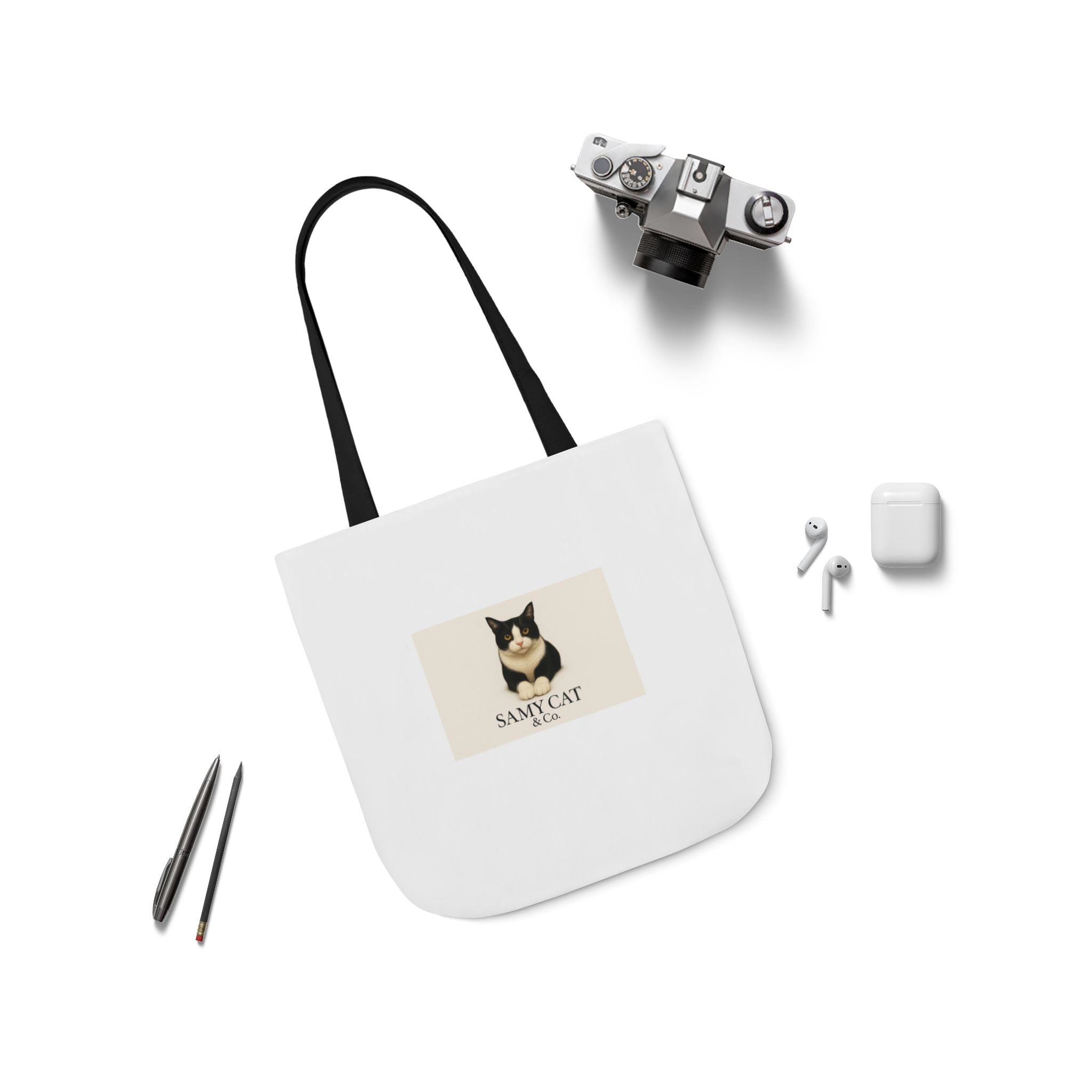 Cat Portrait Canvas Tote — "Samy Cat" Graphic Tote Bag