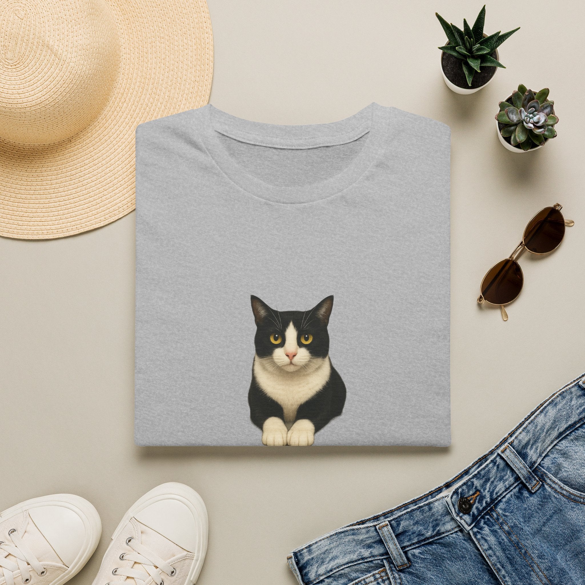 Tuxedo Cat Graphic Tee — Cute “Sammy Cat” Portrait T-Shirt