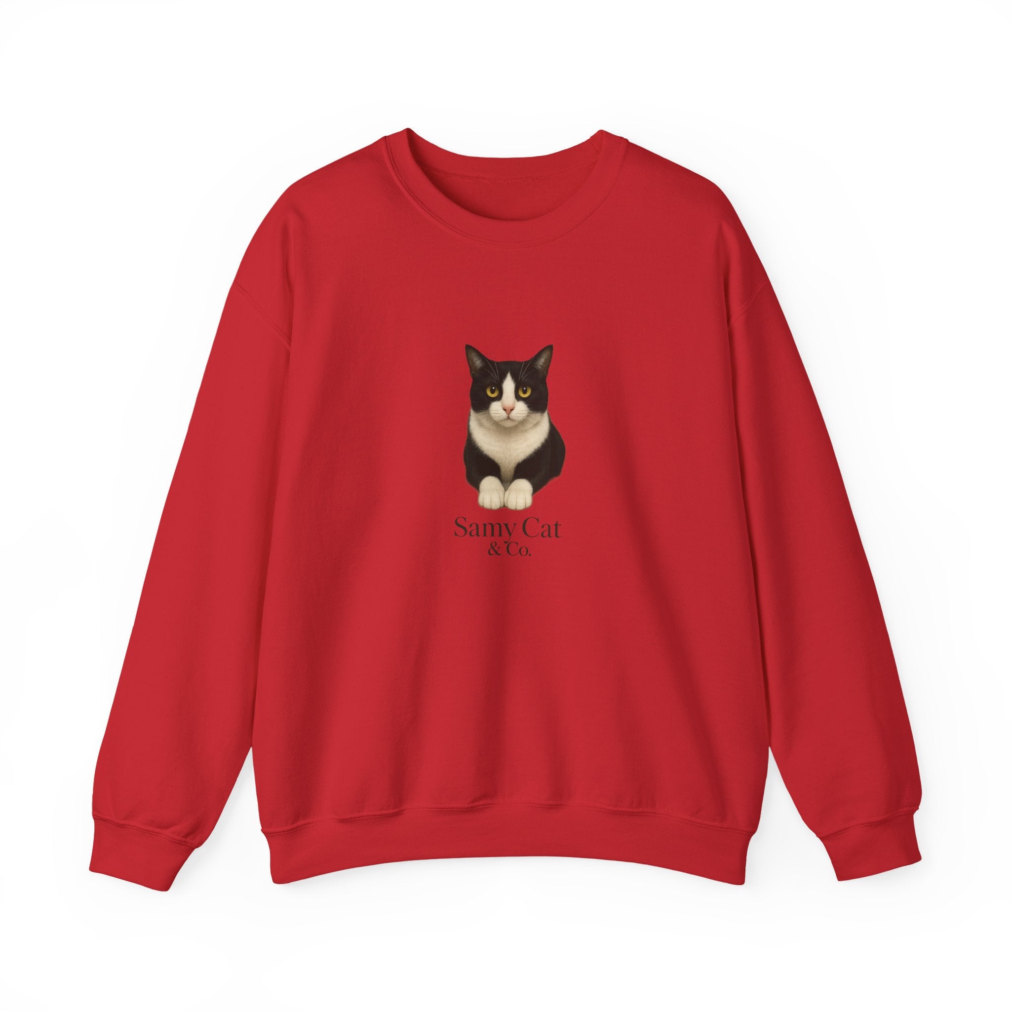 Tuxedo Cat Illustration Sweatshirt | “Sammy Cat” Text