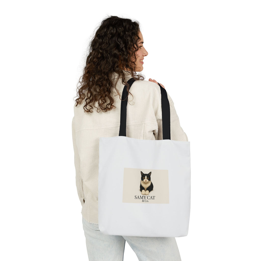 Cat Portrait Canvas Tote — "Samy Cat" Graphic Tote Bag