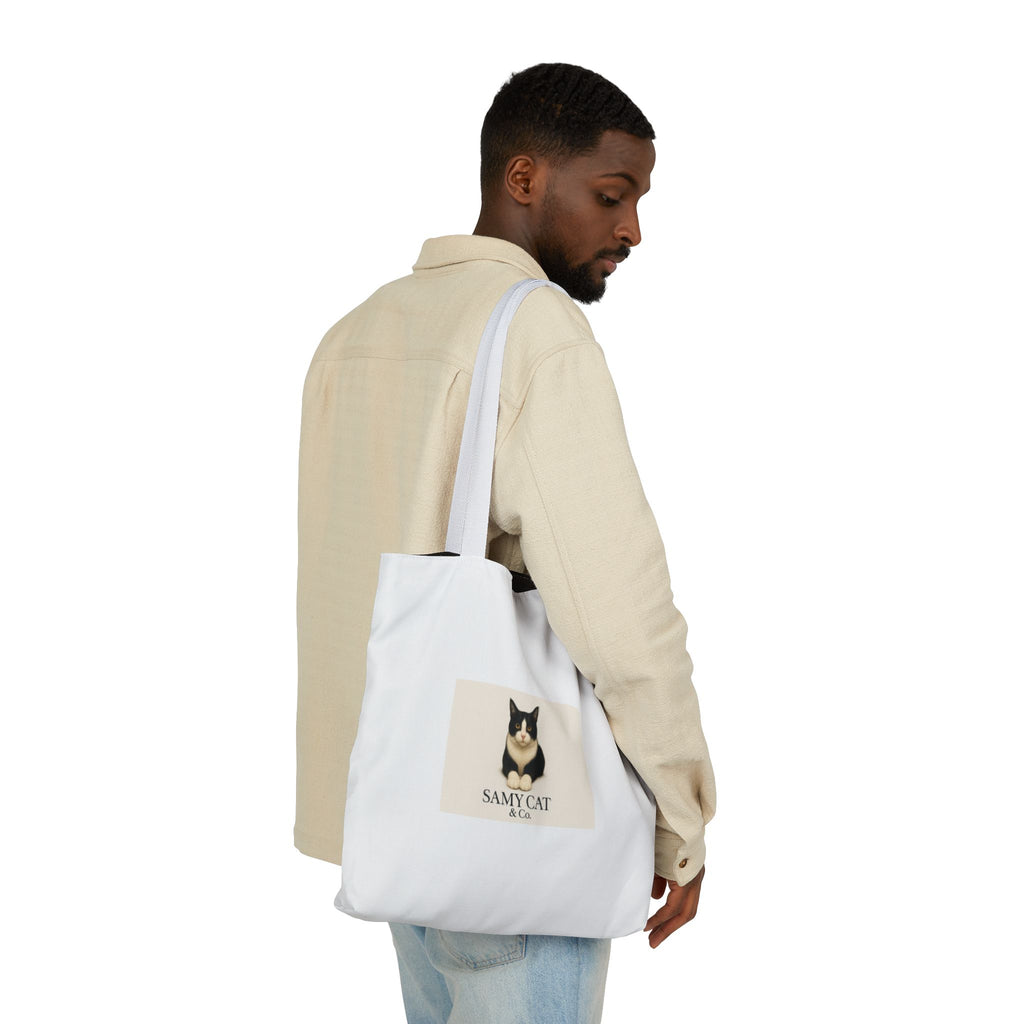 Cat Portrait Canvas Tote — "Samy Cat" Graphic Tote Bag