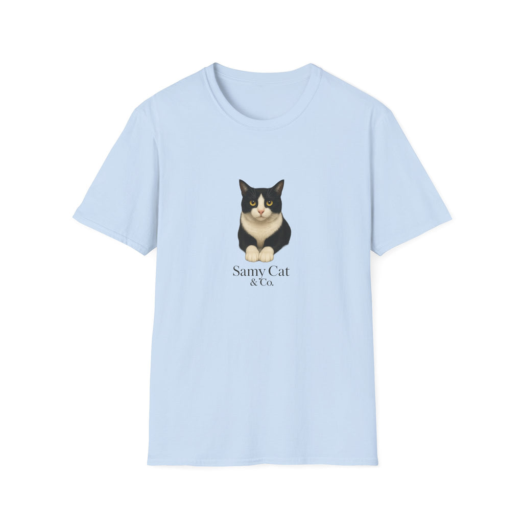 Tuxedo Cat Graphic Tee — Cute “Sammy Cat” Portrait T-Shirt