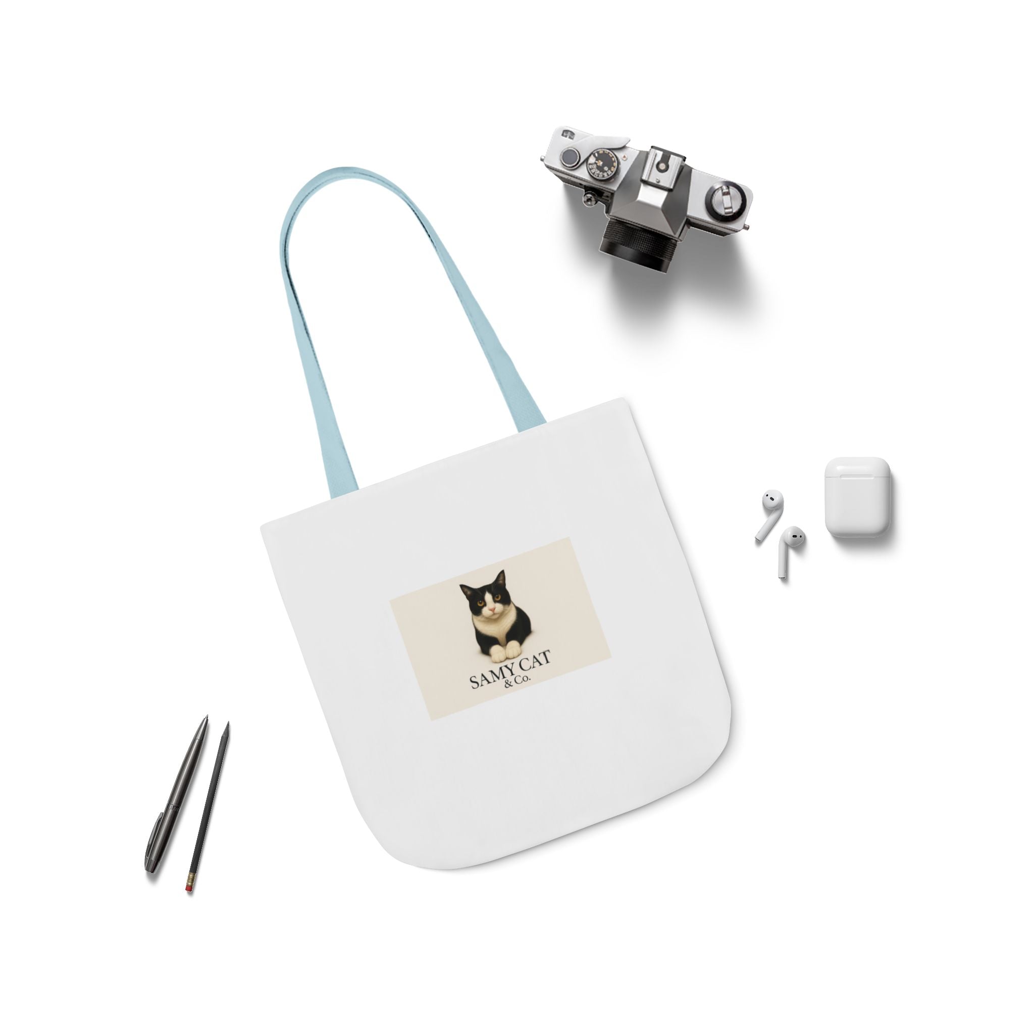 Cat Portrait Canvas Tote — "Samy Cat" Graphic Tote Bag