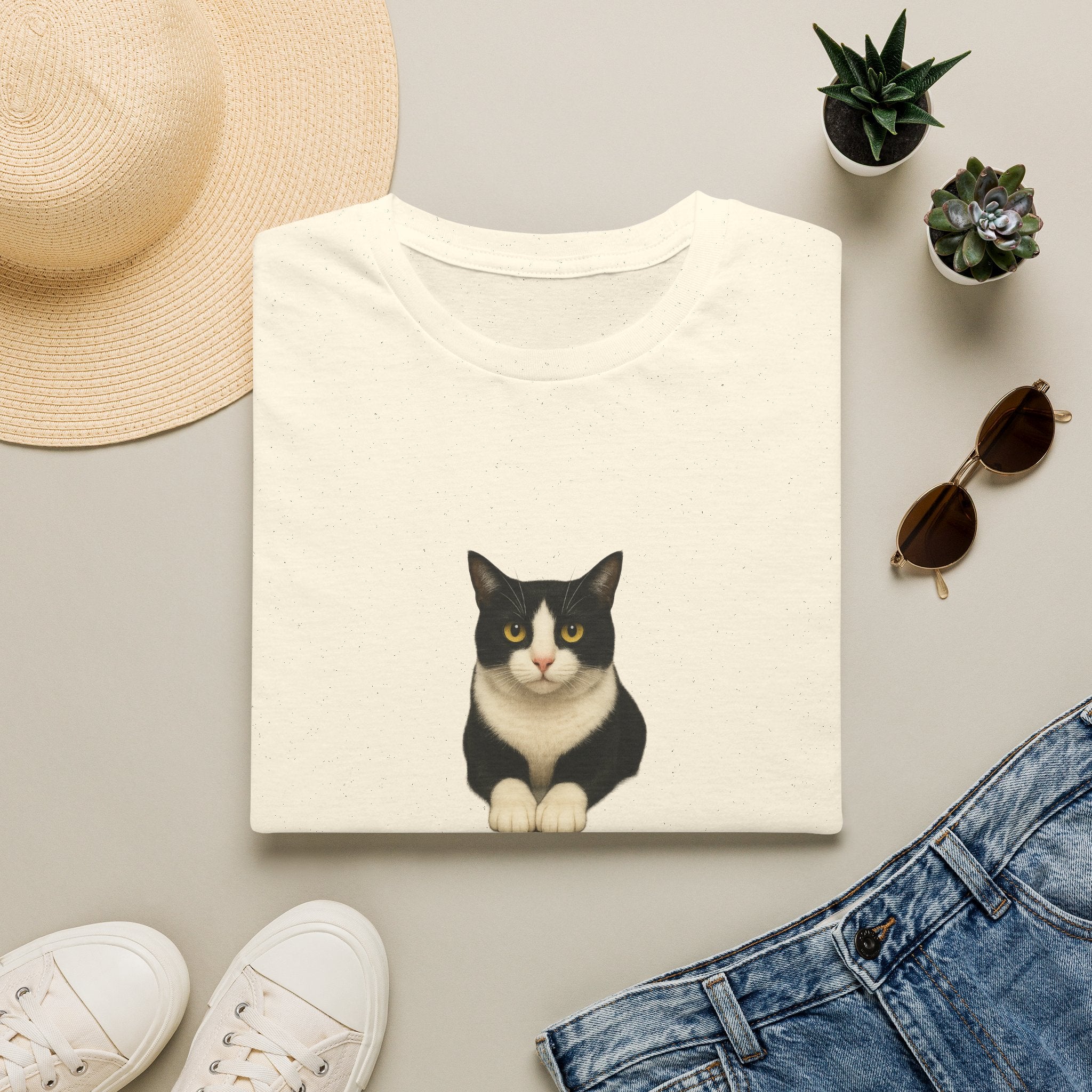 Tuxedo Cat Graphic Tee — Cute “Sammy Cat” Portrait T-Shirt
